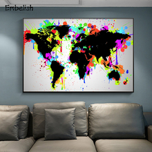 Embelish 1 Pieces Colorful World Map HD Print On Canvas Paintings For Living Room Modern Home Decor Wall Art Pictures Artworks 2024 - buy cheap