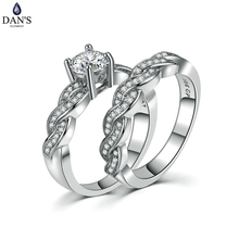 DAN'S ELEMENT, conjunto de anillos para mujer, estilo de lujo, circonita cúbica en espiral, 2 uds, regalo de compromiso de boda, joyería de moda DER557 2024 - compra barato