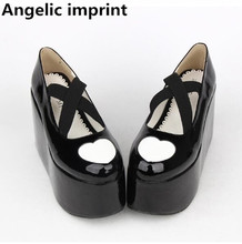 Angelic imprint woman mori girl lolita cosplay shoes lady high thick heels pumps women wedges trifle platform shoes lovely heart 2024 - buy cheap