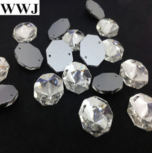 Wholesale Round Octagon Sew On Stone Crystal Clear Color Flatback 2holes 8,10,12,14,16,18mm Sewing Glass Crystal Beads Dress 2024 - buy cheap