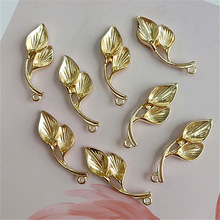 30 PCS 13mm*37mm Leaf Fashion Metal Alloy KC Gold Leaves Pendant Connectors Charm DIY Jewelry Accessories 2024 - buy cheap