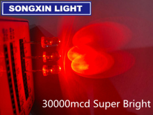 Diodo LED rojo de 5mm, lámpara de diodo emisor de luz de 2 pines, redondo, transparente, Ultra brillante, 5mm, 30000mf, 620-625nm, 100 Uds. 2024 - compra barato