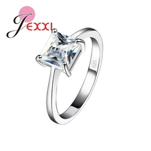 Hot Sale Engagement Wedding Ring 925 Sterling Silver Square Cut Jewelry Romantic Smooth Crystal Ring Lovers Anillo  ping 2024 - buy cheap