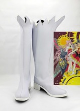 Sakura sapatos de fantasia protetores, botas para cosplay, cor branca, para dia das bruxas, carnaval, sapatos femininos 2024 - compre barato