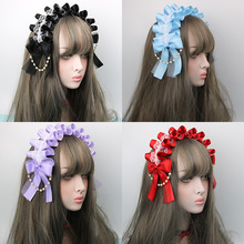 Soft sister Lolita headband lace hairpin lolita sweet daily wild kc bow tiara hair band 2024 - buy cheap