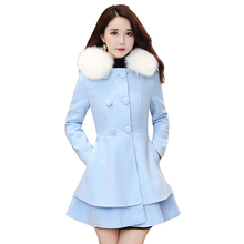 Chaqueta de lana con capucha para mujer, abrigo largo y mediano con cuello de pelo grande, ropa de invierno, nuevo de 2020 2024 - compra barato