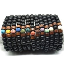 Wooden & Colorful Lava Stone 8mm Matted Healing Balance Beads Reiki Buddha Prayer Essential Oil Diffuser Bracelet Jewelry 2024 - buy cheap