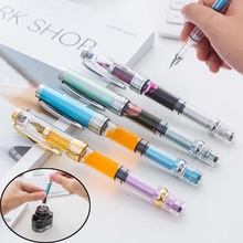Limit shows New Updated Colorful  Piston Transparent Fountain Pen Transparent Gold/Silver Decoration Gift For Office And School 2024 - buy cheap