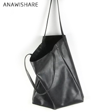ANAWISHARE Women Leather Handbags Black Large Shoulder Bags Female Ladies Tote Shopping Bags High Quality Bolsa Feminina 2024 - buy cheap