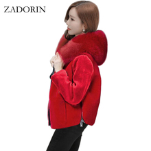 ZADORIN Winter Outerwear Women Short Faux Fur Coat Hooded Long Sleeve Black Red Casual Faux Fur Jacket jaqueta feminina 3XL 2024 - buy cheap