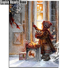 DIY Diamond Embroidery 5D Crystals Diamond Mosaic Child In Snow By Door Diamond Painting Cross Stitch Rhinestones Gift 18A130 2024 - buy cheap