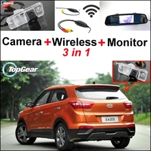 Специальная камера заднего вида 3 в 1 + беспроводной приемник + монитор зеркала для легкой самостоятельной парковки для Hyundai ix25 2014 ~ 2015 2024 - купить недорого