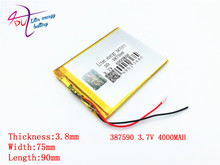 Batería de polímero de litio con tablero de protección para tableta PDA, productos digitales, tamaño 387590, 407590, 3,7 V, 4000MAH, Uds. 2024 - compra barato