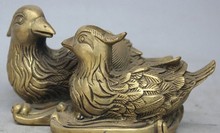 YM 316 estatua de los amantes del Pato Mandarín, pájaro galericulata de latón folclórico chino 2 aix 2024 - compra barato