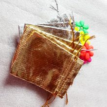 500 шт., золотистые/Серебристые сумки из органзы 2024 - купить недорого