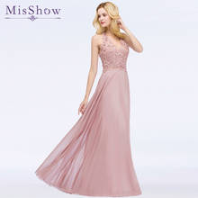 Long pink Cheap Long Bridesmaid Dresses 2019 A-Line Deep V Neck Sleeveless Vestido da dama de honra wedding party prom dresses 2024 - buy cheap
