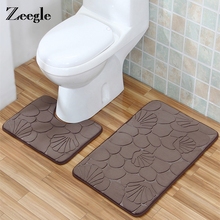 Zeegle Shell Pattern Solid Bathroom Mats Set 2PCS Toilet Carpets Anti-slip Shower Room Rugs Toilet Lid Cover Bathroom Carpets 2024 - buy cheap