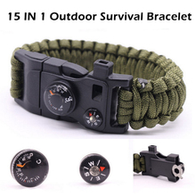 Kids Toy Survival Parachute Rope Bracelet 15 In One Compass Thermometer Fire Whistle Parachute Rope Practical Jokes Sensory Toys 2024 - buy cheap