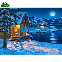Yumeart pintura de diamante diy 5d casa de neve rive paisagem bordado de diamante ponto cruz artesanato criativo de resina decoração de casa 2024 - compre barato