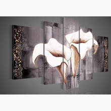 Brown Lily Fashion Flower Home Decoration 5-Pieces Mixorde, Oil Painting on Canvas hand painted unframed modern picture wall art 2024 - buy cheap