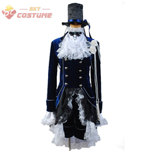 Anime Black Butler Cosplay Costume Ciel phantomhive Dark Blue Dress Cosplay Costume Hat Shirt Outfit Coat Halloween Party 2024 - buy cheap