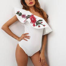 Fashion Cut Out Bodysuits Body Top 2021  Sexy Overall Beach Summer Playsuit Women Embroidery Flower White Black Jumpsuits 2024 - buy cheap