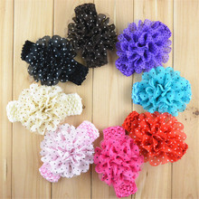 10pcs/lot Hotsale Crochet Elastic Headband with 11cm Lace Flower Girl Chic Headdress Hair Accessor New woman Headwear 2024 - buy cheap