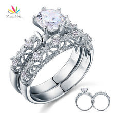 Conjunto de anillos de boda de plata de ley 1,25, Set de 2 piezas de anillo de boda, Estilo Vintage, Victoriano, Art Deco, 925 Ct, estrella de pavo real, CFR8103 2024 - compra barato