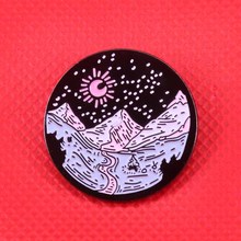 Mountain enamel pin night sky sunset brooch travel gift adventure jewelry exploring nature forest badge 2024 - buy cheap