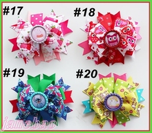 free shipping 300pcs 4.5'' Stacked Boutique Hair Bow with Bottle Cap Center  character hair bows 2024 - buy cheap