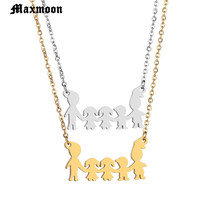 Maxmoon Family Necklace Mum Girl Boy Hand In Hand neckless Mama Pendants Necklaces Stainless Steel Necklace Jewelry Gift joyeria 2024 - buy cheap