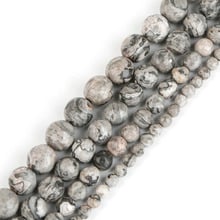 Top AAA Grey Map Stone Beads Dia 4 6 8 10mm Faceted Natural Stone Loose Round Ball Beads For DIY Fashion Jewelry Making Findings 2024 - buy cheap