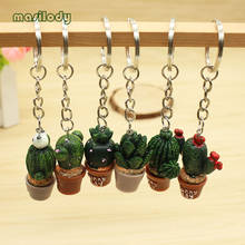 100pcs/Lot 3D Mini Cactus Keychain Plant Bonsai Keyring Sunny Day Key Chain Good Mood Key Ring Environment Protecting Gifts 2024 - buy cheap