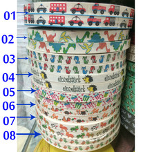 5/8" 15MM 100YARD/LOTS SINGLE FACE PRINTED ANIMA 100% COTTON RIBBON CARTOON LACE CAR/FOX/DINOSAURS/HEDGEHOG/CAKE/BIRD 2024 - buy cheap