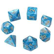 7 unidades/juego de dados azules poliédricos de 16mm, seis lados, 20 lados, para juego de dados, juego de RPG, fiestas de cumpleaños 2024 - compra barato