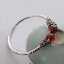 - silver s925 pure silver thai silver red zircon bracelet women's hand ring 2024 - buy cheap