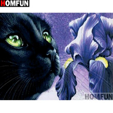 HOMFUN Full Square/Round Drill 5D DIY Diamond Painting "Cat flower" Embroidery Cross Stitch 5D Home Decor Gift A14638 2024 - buy cheap