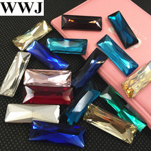 WWJ todos los colores todos los tamaños 3x7mm 5x10mm 5x15mm 7x21mm 8x24mm 10x30mm princesa Baguette piedra parte trasera en punta de cristal de vidrio 2024 - compra barato