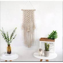 Macrame Wall Art Handmade Wall Hanging Tapestry with Lace Fabrics Bohemian Christmas decoration home new Year's gift 2024 - buy cheap