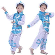 blue mongolian dance costume for girls children minority dance costume dance clothes chinese national costume carnival clothing 2024 - buy cheap