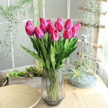10 шт./лот цветок тюльпана из искусственной кожи настоящий свадебный букет цветов искусственные шелковые цветы F украшение для дома и вечеринки реквизит для фотосессии 2024 - купить недорого