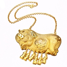 Lovely Big Pig Pendant Necklace Wealthy Symbolize Jewelry 1Yellow Gold Filled Womens Pendant Chain Gift 2024 - buy cheap