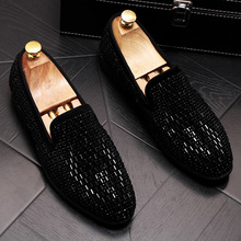 new arrival mens casual breathable banquet prom genuine leather rhinestone shoes slip-on lazy shoe young gentlemen loafer zapato 2024 - buy cheap