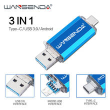 WANSENDA USB Flash Drive 3 in 1 USB 3.0 & Type-C Micro OTG Pen Drive 16GB 32GB 64GB 128GB 256GB Pendrive Flash Memory Stick 2024 - buy cheap