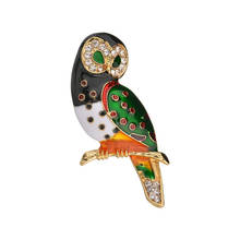 Enamel High Quality Vintage Owl Brooch Pin Corsage Scarf Clip Rhinestones Owl Brooches Lapel Pin Brooches Jewelry Women Sweater 2024 - buy cheap