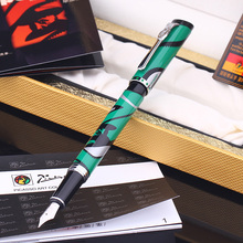 Пикассо Pimio 927 мода зеленый и серебряный зажим 0.5 мм Иридиум перьевая ручка с оригинальной подарочной коробке чернила ручки бесплатная доставка 2024 - купить недорого