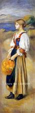 Oil Painting Reproduction on linen canvas,girl with a basket of oranges By Pierre Auguste Renoir, Free Shipping,handmade 2024 - buy cheap