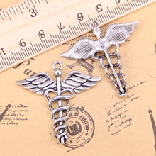 28pcs Charms caduceus medical symbol md 40x40mm Antique Silver Plated Pendants Making DIY Handmade Tibetan Silver Jewelry 2024 - buy cheap