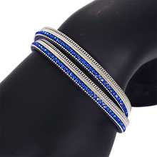 Miasol, cadena de Metal de cristal estrecho, doble envoltura, pulseras con cierre magnético de cuero de gamuza para niñas, regalos de joyería para mujeres 2024 - compra barato