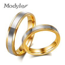 Anel de aço inoxidável para amantes da moda, anel dourado clássico para casal, joia feminina 2024 - compre barato